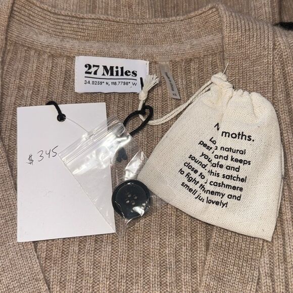 NWT 27 Miles Malibu Leila Wool Cashmere Cardigan Tan/Black XS - Picture 11 of 14